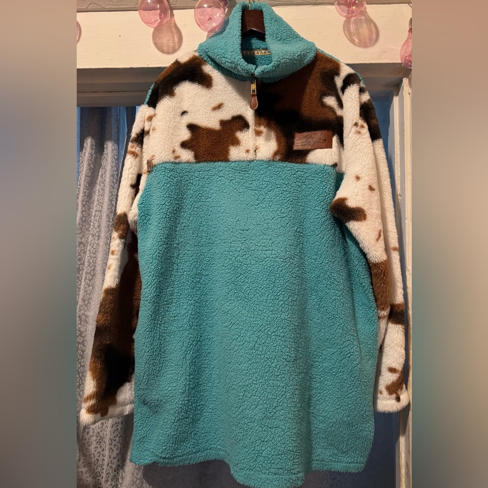 Southern Fried Chics  fleece cow print pullover
